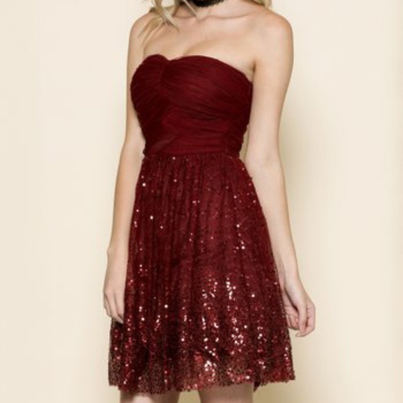 Lanesra Dresses & Skirts - New! Strapless Party Dress Burgundy